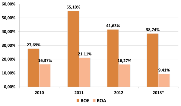 Wskaźniki rentowności w latach 2010-2013